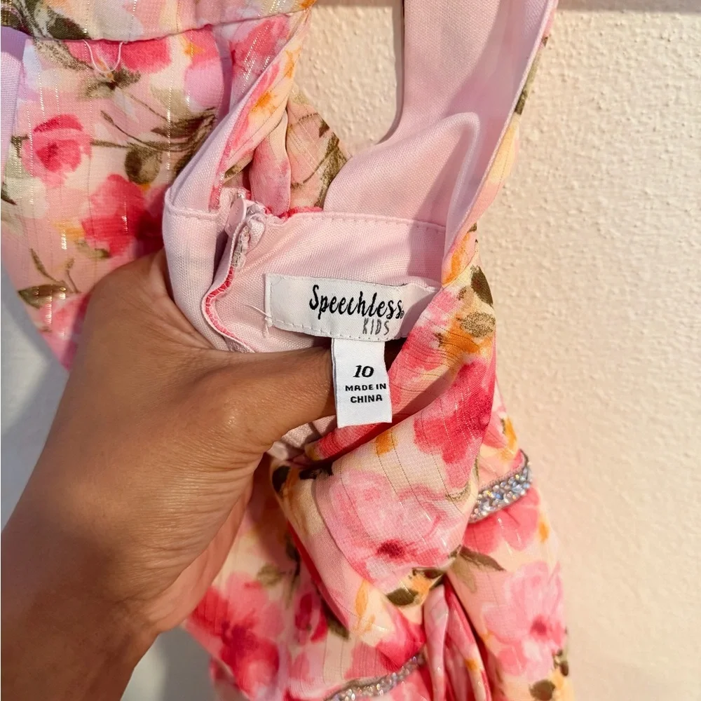 Speechless Kids Pink Floral Ruffled Tiered Dress Size 10 Easter Party Spring - Picture 3 of 5